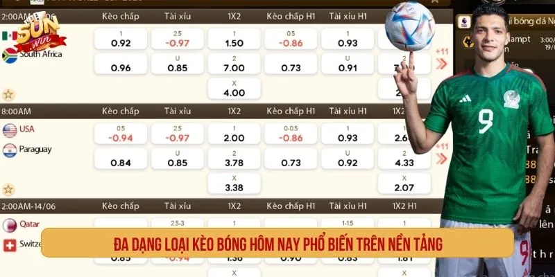 Các loại kèo bóng hôm nay phổ biến cần nắm trước khi tham gia